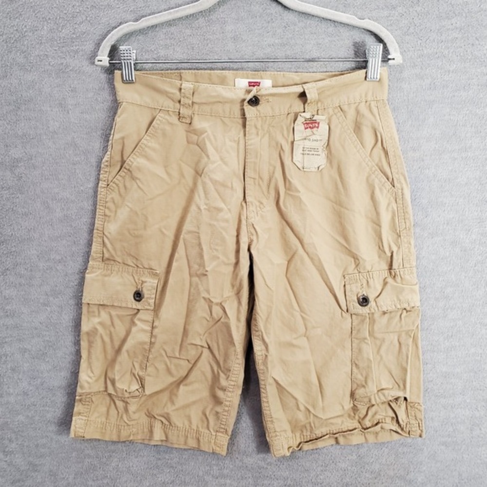 Levi's Men Cargo Shorts 28 Beige Ripstop Pockets Hiking Mid‎ Rise 11" Inseam NWT